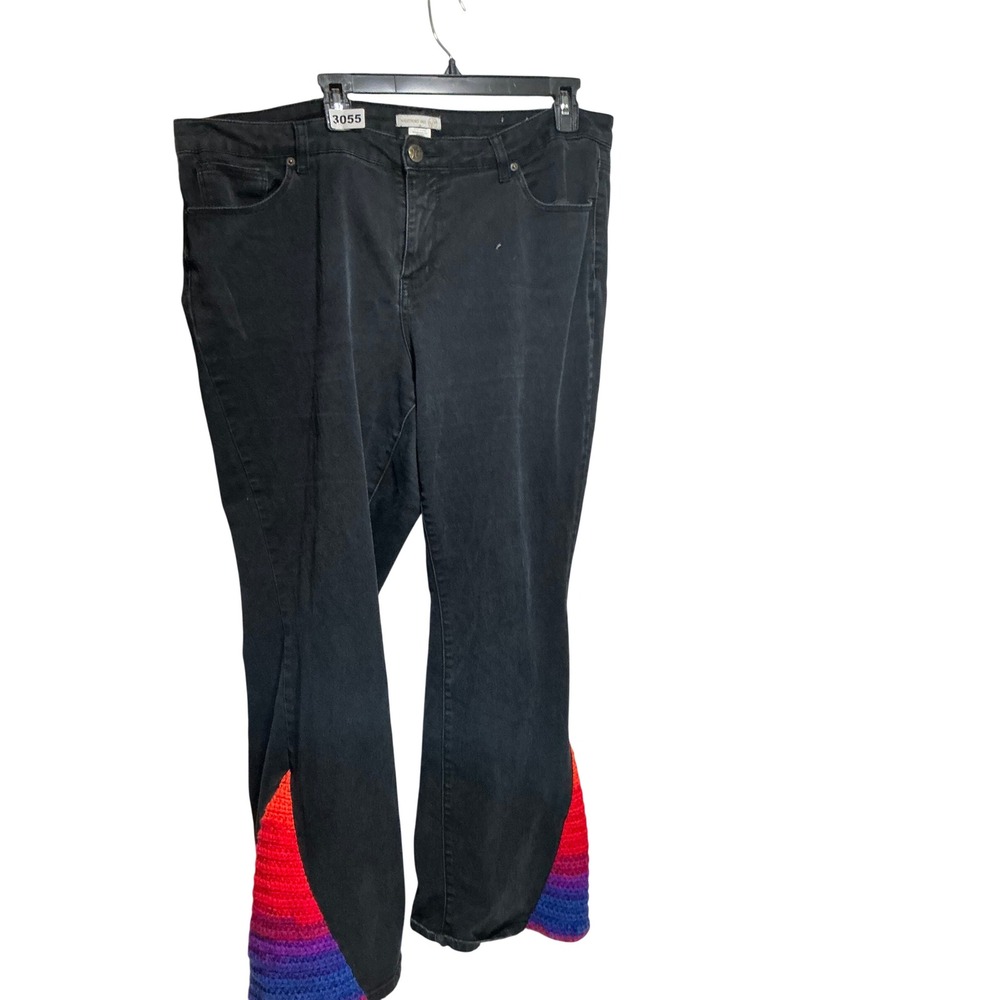 Westport 1962 Womens Black Jeans Rainbow Crochet